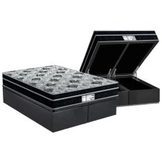 Cama Box Baú Queen: Colchão Molas Probel Prolastic Prodormir Born + Base Crc Suede Gray(158X198)