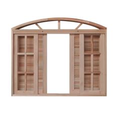 Janela De Madeira Veneziana 120x160cm 6 Folhas Em Arco Rodam Natural
