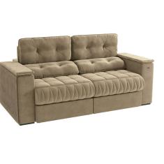 Sofá 230cm Com Porta Copos Retrátil E Reclinável Premier Bege