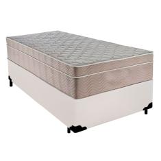 Cama Box Solteiro Sintético + Colchão De Molas Ensacadas - Sereneprime - 88cm Branco