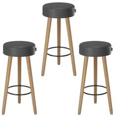 Kit 3 Banquetas Alta Estofada 70 cm Pés Palito P/ Área Gourmet Bancada