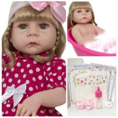 Boneca Reborn De Silicone Abigail Princesa Com Kit Itens - Cegonha Reb