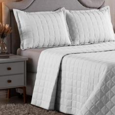 Cobre Leito Colcha Casal Super King 3 Peças Branco Matelado Percal 100