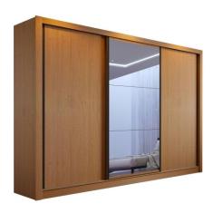 Guarda Roupa Casal Europa com 3 Espelho 3 Portas  Minastex, Carvalho