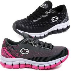 Tênis Infantil Feminino Antiderrapante Fecho Cadarço Kit 2-Feminino