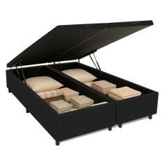 Cama Box com Baú Queen 1,58m com 41cm de Altura Prince Preto