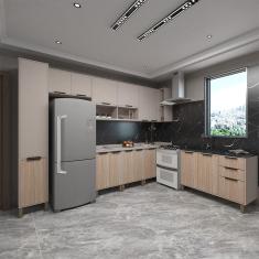 Cozinha Modulada Completa 8 Peças com Tampos e sem Pia Stylo Luciane Móveis