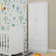 Guarda Roupa Infantil 2 Portas e 3 Gavetas Branco