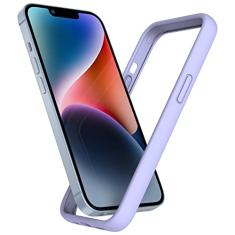 K TOMOTO Capa amortecedora compatível com iPhone 14 Plus (6,7 polegadas), moldura de silicone líquido [absorção de choque] [proteção contra quedas] [toque sedoso e macio], roxo claro