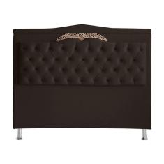 Cabeceira De Cama Box Helena Casal 140 Cm Capitonê Retro Botão Encapados Suede Marrom Eli Móveis