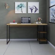 Mesa C-estante Baixa 150x64x75cm C-02 Prateleiras Lâmina Mel - Est.preta Lâmina Mel - Est.preta