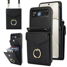Asuwish Capa de telefone para Motorola Razr 40 Ultra/Moto Razr Plus 2023 capa carteira com anel de bloqueio de RFID, alça de pulso transversal, suporte para cartão de crédito, bolsa para celular Razr+