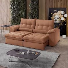 Sofá Retrátil Reclinável Molas Ensacadas Chicago 230 Cm Veludo Marrom