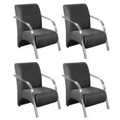 Kit 4 Poltronas Decorativas 1 Lugar Sevilha Braço Pé Alumínio Confortá