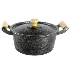 Caçarola Panela Reta Craqueada De Alumínio Alça Madeira 24cm - DIVIFOR