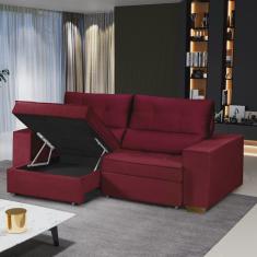 Sofá Baú Retrátil e Reclinável 4 Lugares 220cm Veludo Nobre La Plata Yescasa