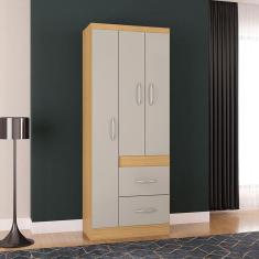 Guarda Roupa Solteiro Ambiente Milão 3 Portas Damasco Off White – Poquema