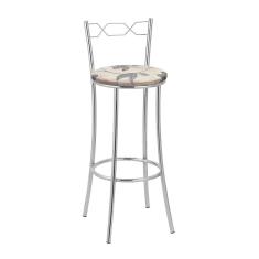 Kit 2 Banquetas Cromadas Assento Espuma D15 Treparoni Bege