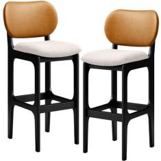 Kit 2 Banquetas Alta Bar Cozinha Jantar Betta L02 Preto material sinté