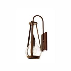 Arandela Rústica Retro Madeira e Vidro Belts 1 Lâmpada Madelustre