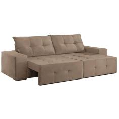 Sofá Espanha 2 Lugares Retrátil 150cm Tecido Suede Cor Bege