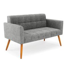 Sofá Namoradeira Elisa Linho Pés Palito Castanho D03 - D'Rossi, A26 Gr