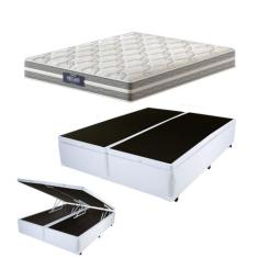 Kit Baú Queen e Colchão Vegas Molas Ensacadas Probel Branco