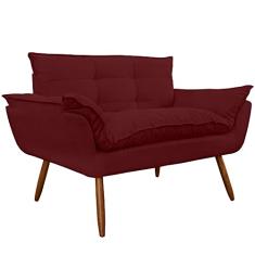 Namoradeira Poltrona Sofá decorativa 02 Lugares Opalla Pés Palito Bordô - DS Estofados