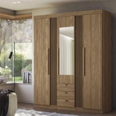 Guarda-roupa Aurora 03 Portas com Espelho Jatoba