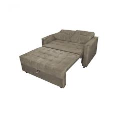 Sofá Cama Casal Reclinável Drika - Veludo Marrom Claro