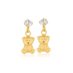 Brinco De Ouro 18k Ursinho Infantil - Elegancy Joias