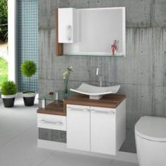 Conjunto para Banheiro Gabinete com Cuba F44 e Espelheira Legno 830W -