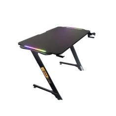 Mesa Gamer Nuker LED RGB Escrivaninha com Mouse Pad, Organizador de fi
