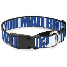 Buckle-Down Coleira para cachorro com estampa de blocos multicoloridos, 2,54 cm de largura, serve para pescoços de 28-43,18 cm - Médio