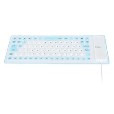 Teclado de Silicone Teclado Oll Up Teclado de Borracha Design Totalmente Selado Leve Portátil Silencioso Macio Confortável Teclado de Silicone Com Fio USB para PC (Azul)