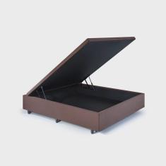 Base Box Baú Viúva em Suede 120x203x42cm Marrom