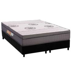 Cama Box Queen: Colchão Ortopédico Polar D28 OrthoPremium Grey + Base CRC Suede Black (158x198)