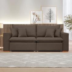Sofá Retrátil 200cm Barcelona Veludo/marrom