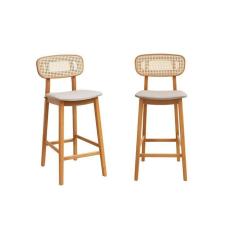 Kit 02 Banquetas Liz Cabecasa Madeiramadeira Bege