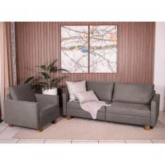 Conjunto Sofá 1,80 2 Lugares E Poltrona Plaza Cinza - Straub Web