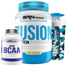 Kit Fusion Protein Foods 2kg + BCAA 450 Cápsulas + Coqueteleira 600ml 