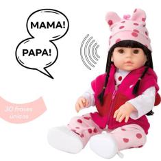 Boneca Reborn Realista Girafinha Morena Itens Fala 30 Frases - Cegonha