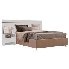 Painel Cama Box Madeirado - Prime 1 Mesa C- 1 Gaveta Casal Branco - Novo Horizonte