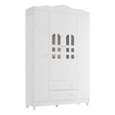 Guarda Roupa Infantil New Selena 4 Portas Branco Brilho - Carolina Móv