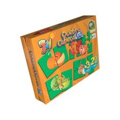 Brinquedo Quebra Cabeça 4 Em 1 Em Mdf 20 Peças Legumes +3