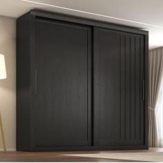 Guarda Roupa Casal 2 Portas de Correr 4 Gavetas Premier Zanzini, Preto