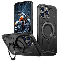 SORAKA Capa para iPhone 16 Pro Max com suporte para anel,compatível com MagSafe Capa iPhone 16 Pro Max com placa de metal para suporte magnético para carro Capa resistente que absorve choques