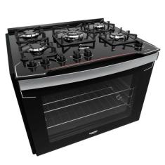 Fogão De Embutir 5B Com Mesa De Vidro Dako Diplomata Bivolt, Preto