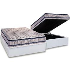 Cama Box Baú Casal: Colchão Molas Paropas MasterPocket Ensacadas Blue + Base CRC Courano White(138x188)