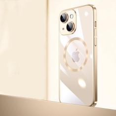 Luxo galvanizado quadro transparente magnético caso de carga sem fio para iphone 14 plus 13 12 11 pro max capa macia, gd, para iphone 12